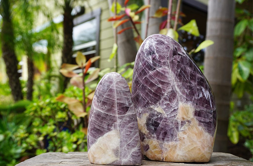two Purple Angelite Gemstones